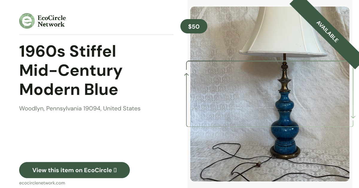 1960s Stiffel Mid-Century Modern Blue Porcelain & Bronze ...