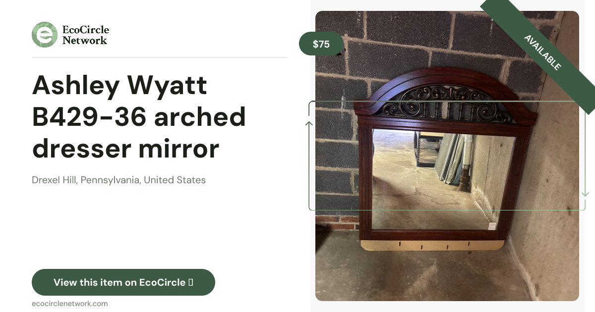 Ashley Wyatt B429-36 arched dresser mirror (cherry/bronze)