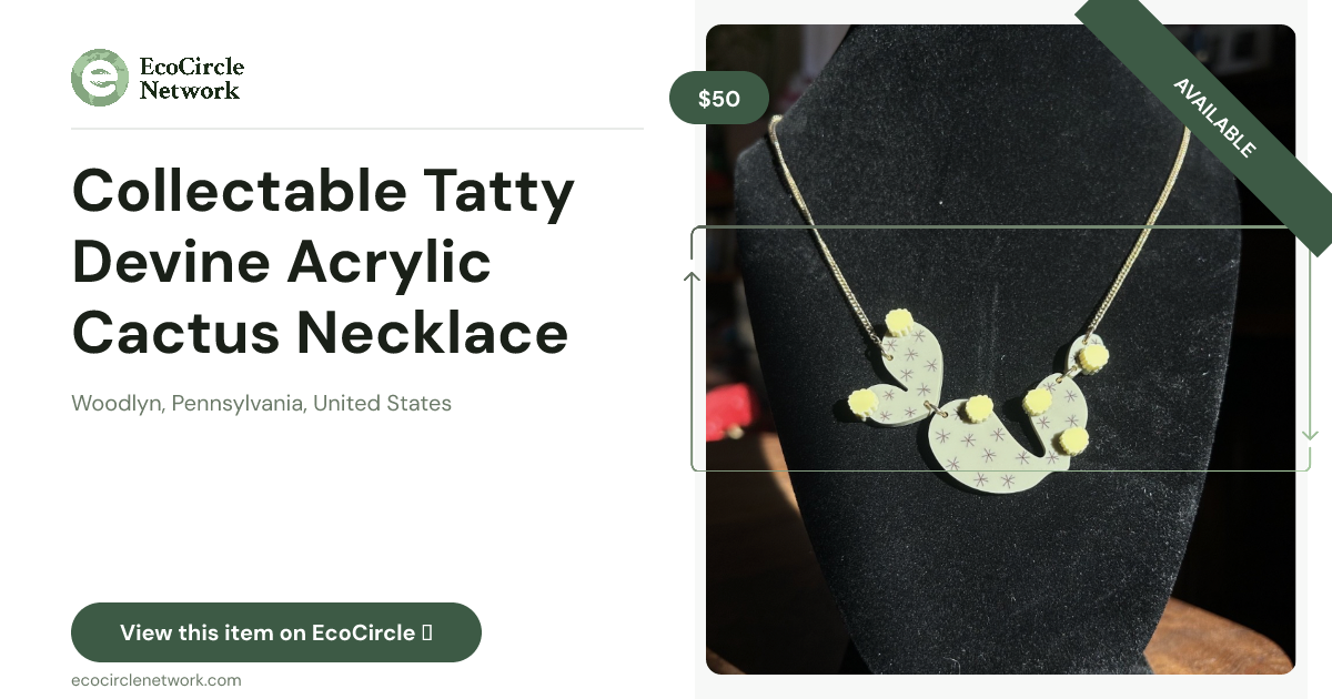 Collectable Tatty Devine Acrylic Cactus Necklace