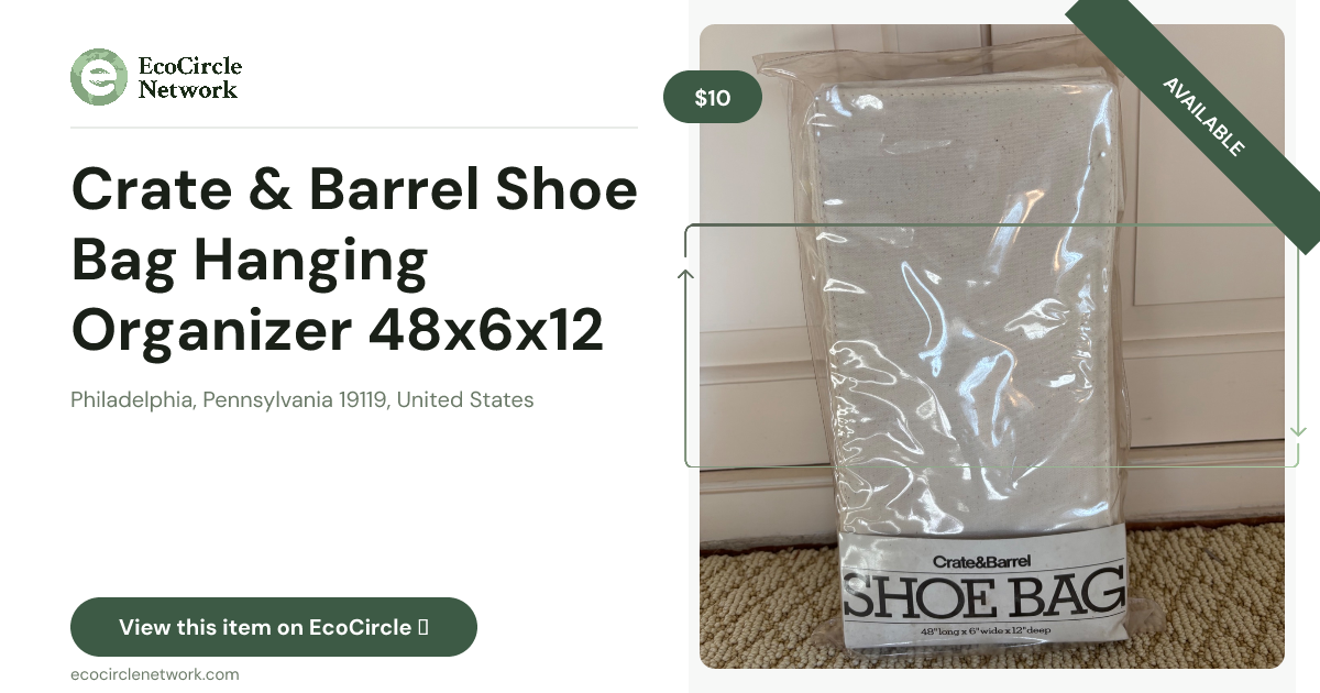 Crate & Barrel Shoe Bag Hanging Organizer 48x6x12 Canvas