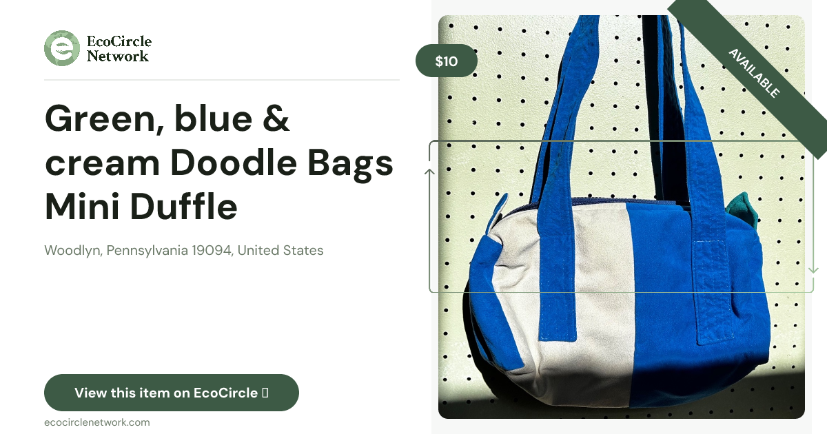 Green, blue & cream Doodle Bags Mini Duffle in Woodlyn, P...