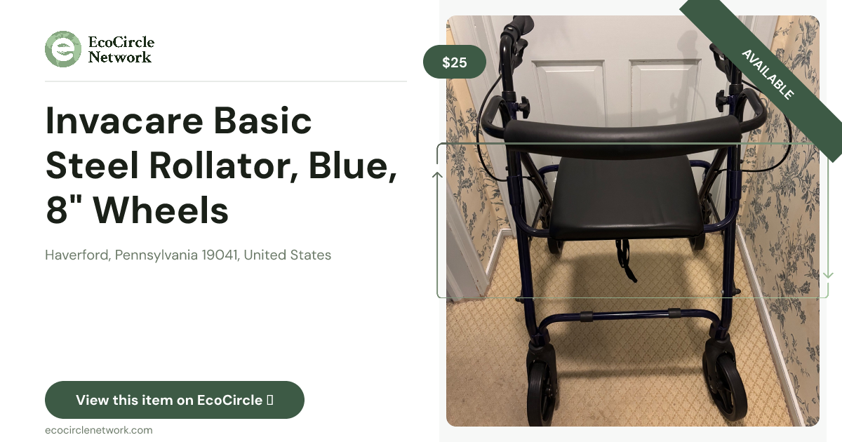 Invacare Basic Steel Rollator, Blue, 8" Wheels (MDS86850EBS8)
