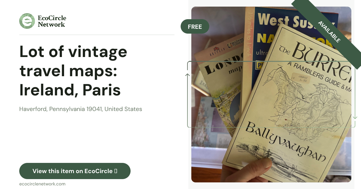 Lot of vintage travel maps: Ireland, Paris Bateaux-Mouches, West Sussex