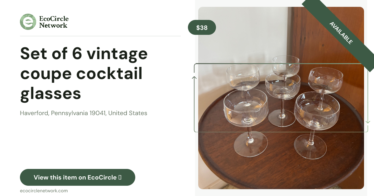 Set of 6 vintage coupe cocktail glasses