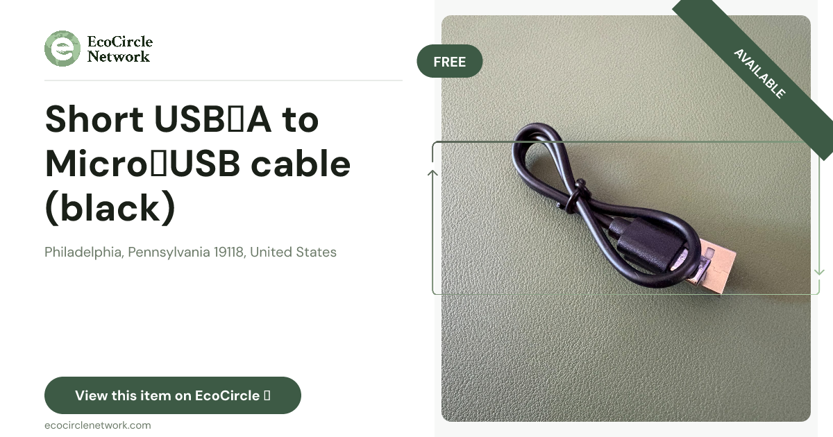 Short USB‑A to Micro‑USB cable (black)