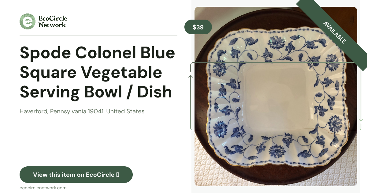 Spode Colonel Blue Square Vegetable Serving Bowl / Dish – England Y6235