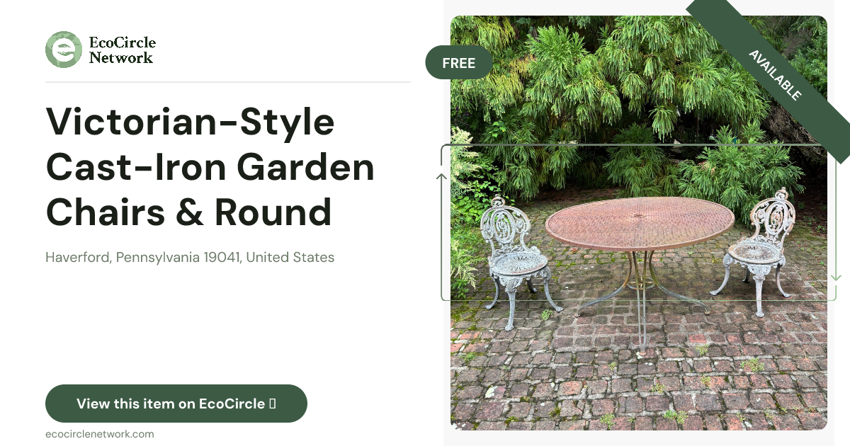 Victorian-Style Cast-Iron Garden Chairs & Round Patio Tab...