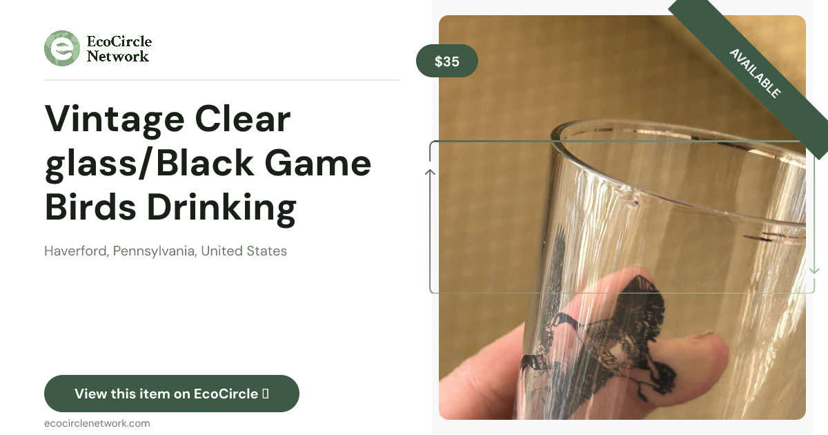 Vintage Clear glass/Black Game Birds Drinking Glasses