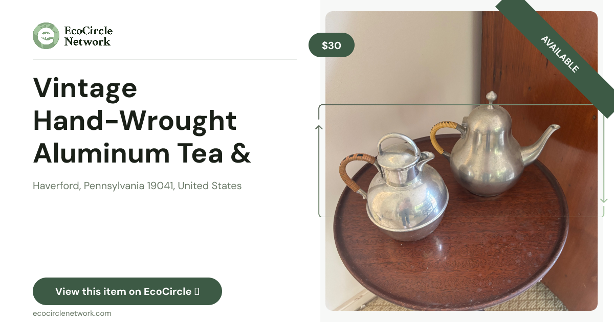 Vintage Hand-Wrought Aluminum Tea & Coffee Pot Set