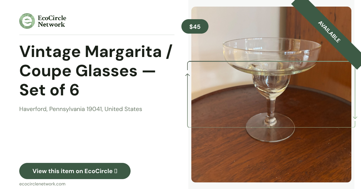 Vintage Margarita / Coupe Glasses — Set of 6