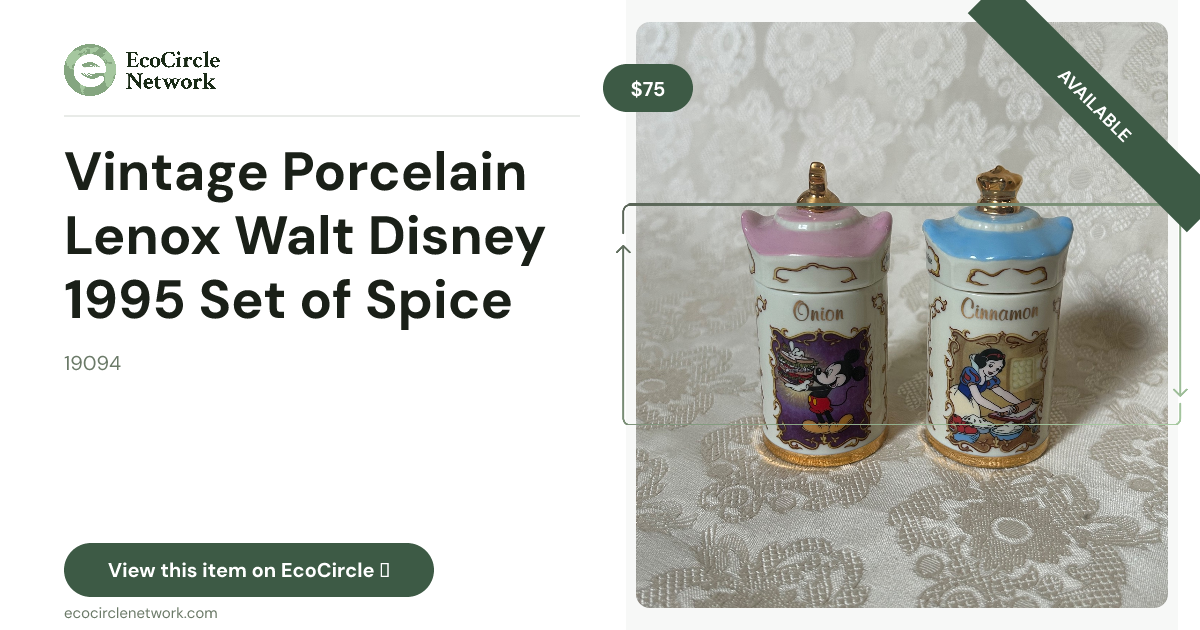 Vintage Porcelain Lenox Walt Disney 1995 Set of Spice Jars