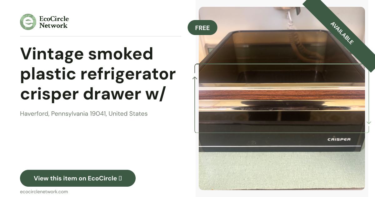 Vintage smoked plastic refrigerator crisper drawer w/ woo...