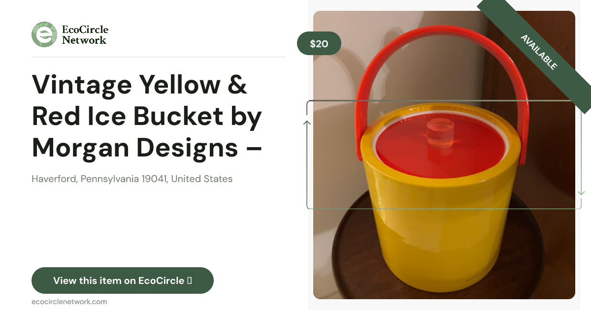 Vintage Yellow & Red Ice Bucket by Morgan Designs – Super Cute!